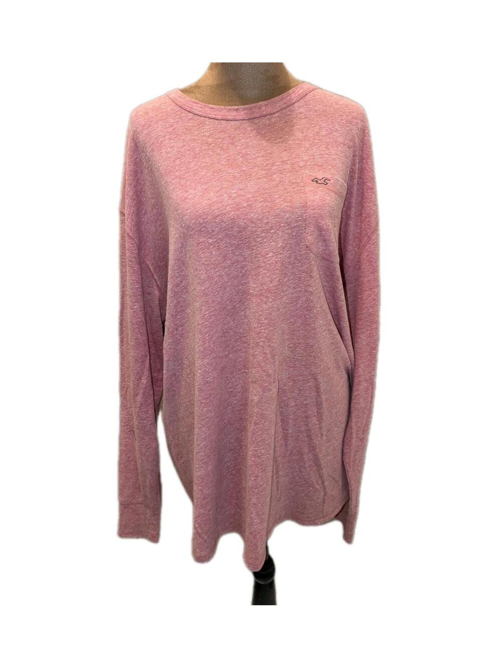 Hollister Long Sleeve Men's Shirt Size XL Crew Neck Pink Pocket